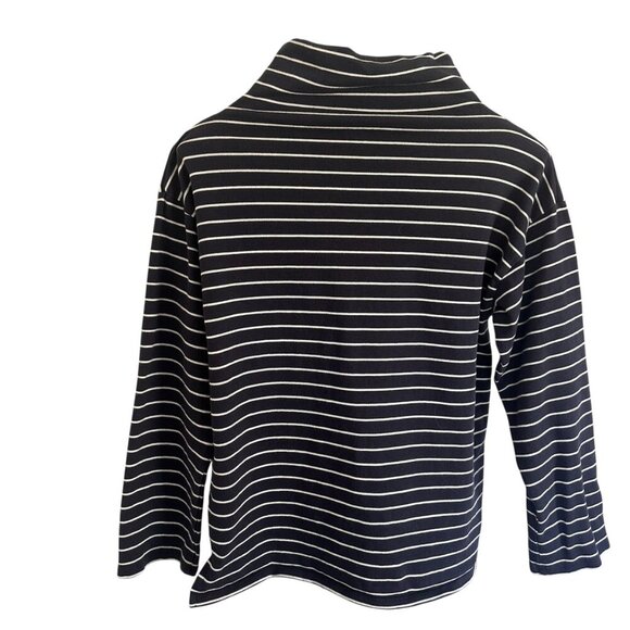 Garnet Hill Organic Cotton Striped Mock Turtleneck Shirt | Women’s XS - Picture 3 of 7